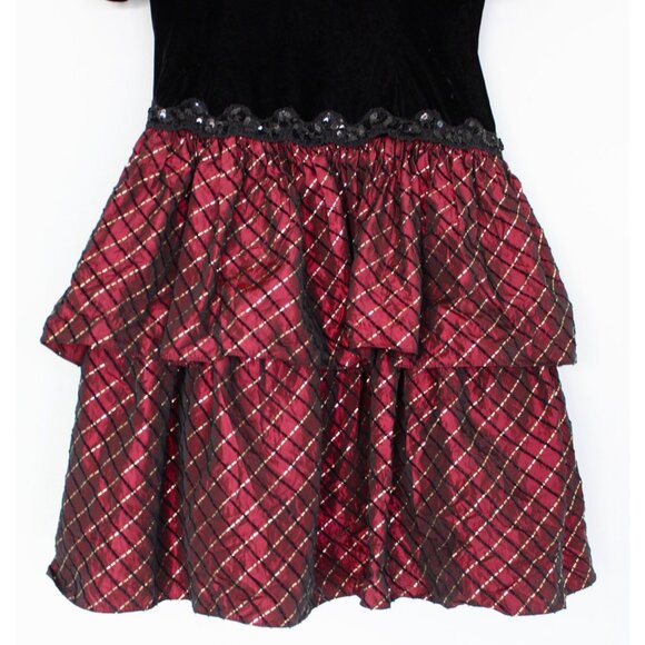 Vintage 1980s SCOTT McCLINTOCK Velvet & Burgundy Taffeta Open Back Dress Size 10 - Picture 3 of 9